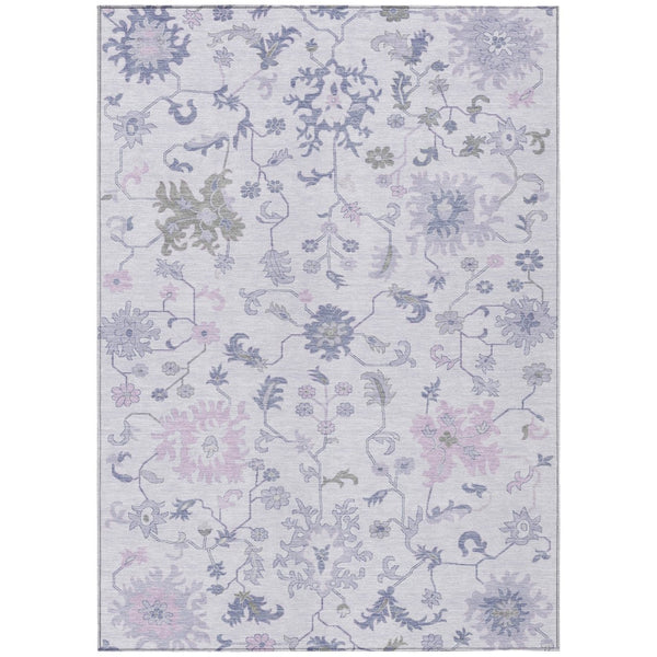 HomeRoots 5' Elegant Floral Area Rug in Lavender Mauve and Gray - Washable, Durable for Indoor & Outdoor Use 10' X 14' 622945