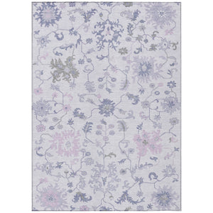 HomeRoots 5' Elegant Floral Area Rug in Lavender Mauve and Gray - Washable, Durable for Indoor & Outdoor Use 10' X 14' 622945