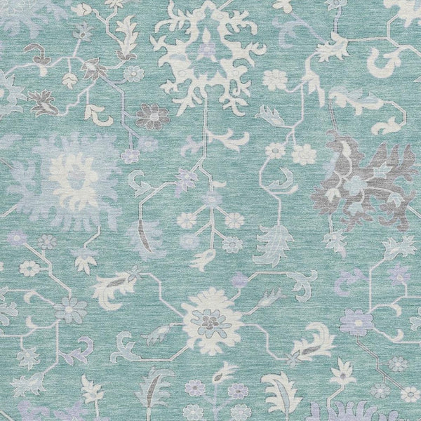 HomeRoots 5' Floral Washable Area Rug in Pale Aqua, Ivory & Gray - Durable, Stylish for Indoor & Outdoor Use 5' X 8' 622947