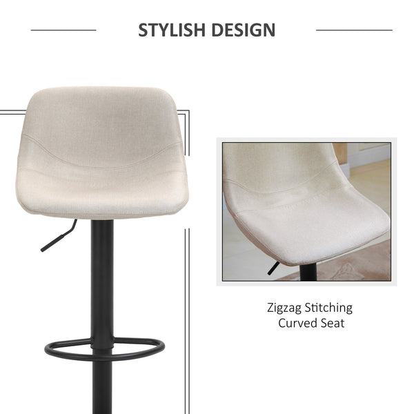 English Elm Homcom Adjustable Bar Stools Set Of 2 – Stylish Swivel Cream White Chairs For Kitchen & Home Bar W2225P217135