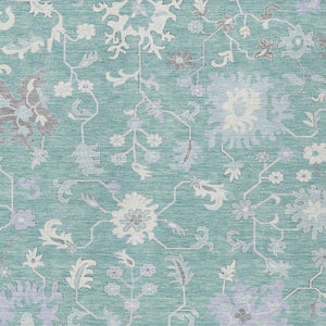 HomeRoots 5' Floral Washable Area Rug in Pale Aqua, Ivory & Gray - Durable, Stylish for Indoor & Outdoor Use 9' X 12' 622950