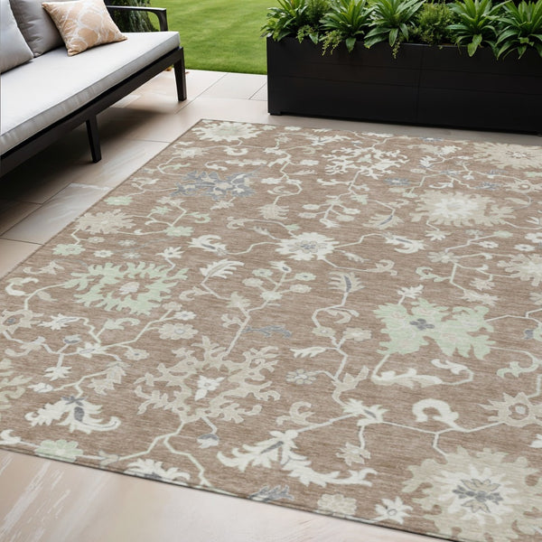 HomeRoots 5' Elegant Floral Washable Area Rug for Indoor & Outdoor Use - Durable, Stylish, and Versatile Design 5' X 8' 622953
