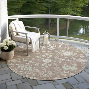 HomeRoots 5' Elegant Floral Washable Area Rug for Indoor & Outdoor Use - Durable, Stylish, and Versatile Design 8' Round 622954