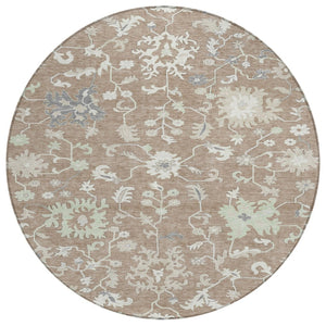 HomeRoots 5' Elegant Floral Washable Area Rug for Indoor & Outdoor Use - Durable, Stylish, and Versatile Design 8' Round 622954