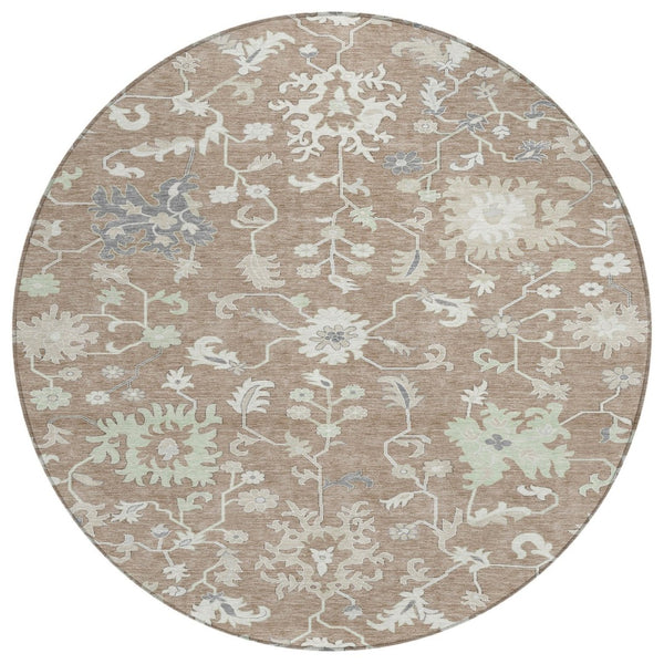 HomeRoots 5' Elegant Floral Washable Area Rug for Indoor & Outdoor Use - Durable, Stylish, and Versatile Design 8' Round 622954