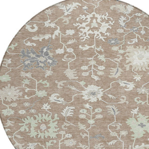 HomeRoots 5' Elegant Floral Washable Area Rug for Indoor & Outdoor Use - Durable, Stylish, and Versatile Design 8' Round 622954