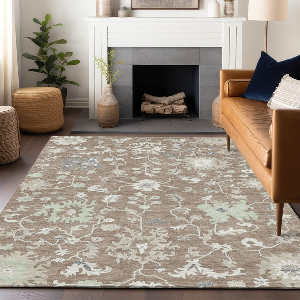 HomeRoots 5' Elegant Floral Washable Area Rug for Indoor & Outdoor Use - Durable, Stylish, and Versatile Design 8' X 10' 622955