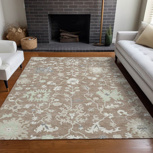 HomeRoots 5' Elegant Floral Washable Area Rug for Indoor & Outdoor Use - Durable, Stylish, and Versatile Design 8' X 10' 622955