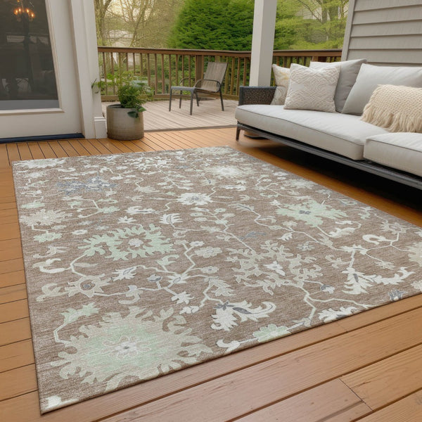 HomeRoots 5' Elegant Floral Washable Area Rug for Indoor & Outdoor Use - Durable, Stylish, and Versatile Design 9' X 12' 622956