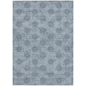 HomeRoots 5' Blue and Ivory Damask Washable Area Rug for Indoor and Outdoor Living Spaces, Stylish & Durable 5' X 8' 622989