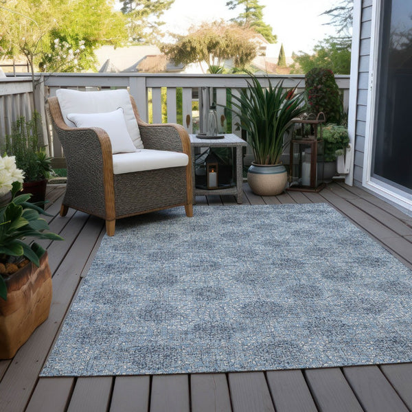 HomeRoots 5' Blue and Ivory Damask Washable Area Rug for Indoor and Outdoor Living Spaces, Stylish & Durable 5' X 8' 622989