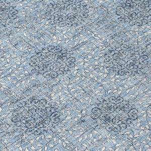 HomeRoots 5' Blue and Ivory Damask Washable Area Rug for Indoor and Outdoor Living Spaces, Stylish & Durable 8' Round 622990