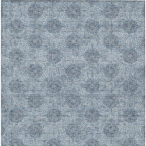 HomeRoots 5' Blue and Ivory Damask Washable Area Rug for Indoor and Outdoor Living Spaces, Stylish & Durable 8' X 10' 622991