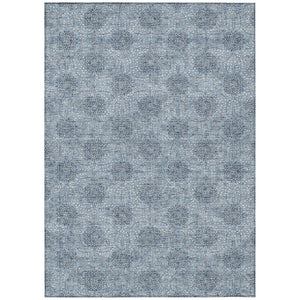 HomeRoots 5' Blue and Ivory Damask Washable Area Rug for Indoor and Outdoor Living Spaces, Stylish & Durable 9' X 12' 622992