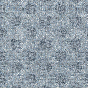 HomeRoots 5' Blue and Ivory Damask Washable Area Rug for Indoor and Outdoor Living Spaces, Stylish & Durable 9' X 12' 622992