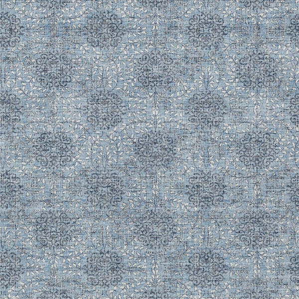 HomeRoots 5' Blue and Ivory Damask Washable Area Rug for Indoor and Outdoor Living Spaces, Stylish & Durable 9' X 12' 622992