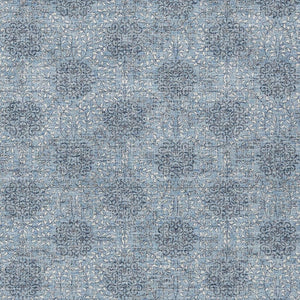 HomeRoots 5' Blue and Ivory Damask Washable Area Rug for Indoor and Outdoor Living Spaces, Stylish & Durable 10' X 14' 622993