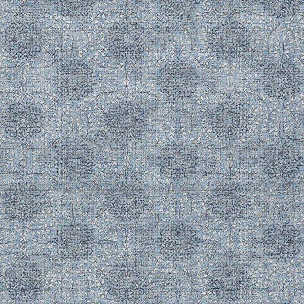 HomeRoots 5' Blue and Ivory Damask Washable Area Rug for Indoor and Outdoor Living Spaces, Stylish & Durable 10' X 14' 622993