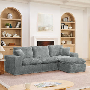 English Elm 107'' Boucle L-shaped Sectional with Reversible Chaise Deep Foam Seat Living Room Grey W1413S00165