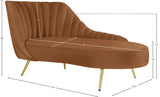 Margo Saddle Velvet Chaise 622Saddle-Chaise Meridian Furniture