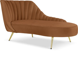 Margo Saddle Velvet Chaise 622Saddle-Chaise Meridian Furniture