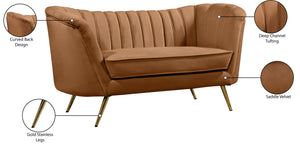Margo Saddle Velvet Loveseat 622Saddle-L Meridian Furniture