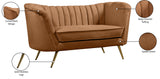 Margo Saddle Velvet Loveseat 622Saddle-L Meridian Furniture