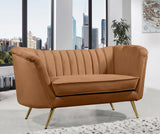 Margo Saddle Velvet Loveseat 622Saddle-L Meridian Furniture