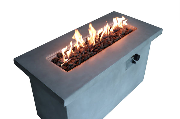 English Elm 24'' Concrete Propane/Natural Gas Outdoor Fire Pit Table with 50,000 BTU, Stainless Steel Burner, Weather-Resistant Gray B120P247439