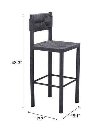 Zuo Modern Iska Barstool Set Of 2 - Modern Aluminum Design For Stylish Outdoor Patios And Bars Black Aluminum 704157-zuo-modern