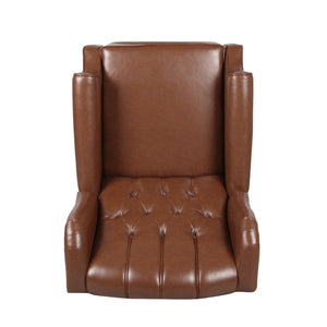 English Elm Christopher Knight Home® - RECLINER Light Brown PU Upholstered Wingback with Button-Tufted Diamond Stitch & Nailhead Trim 56992.00PUCOGN