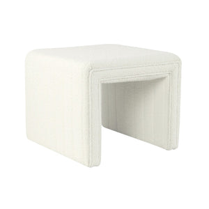 English Elm Ada Channel Tufted Faux Leather Footstool Ottoman Mid-century Square Accent Seat Cream B056P412629