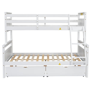 English Elm Twin Twin-over-Full Bunk Bed with Attached Ladder, Built-In Underbed Storage Drawers & Guardrail Safety Designed for Space-Saving Kids' Rooms White SM000119AAK-1