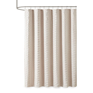 JLA Home Madison Park - Woven Textured Shower Curtain with Clipped Square Weave, Machine Washable, Durable 72x72 Inches Sand MP70-6710
