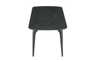 English Elm Modern Sintered Stone Rectangular Dining Table Gold Accent Legs Heat Resistant Surface Dark Gray W3493P436782