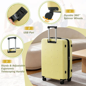 English Elm Luggage 5 Piece Hardside Abs Set with Front Access Carry on and Tsa Spinner Wheels Yellow N732P391557Y