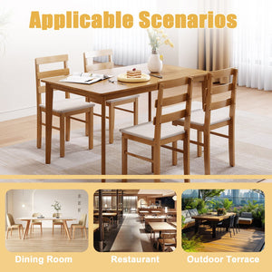 English Elm Original Solid Wood 5-Piece Dining Set with Rectangle Table & 4 Back Chairs, Sturdy 275LB Capacity Beige W395P316330