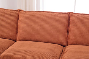English Elm Sectional Cloud Sofa Modular Deep Seat Corduroy Upholstered Living Room Couch with Storage Orange W395S00132