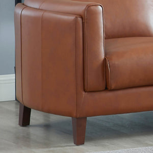 English Elm Maui Top-Grain Leather Loveseat Brown — Pocket Coil Comfort, Memory Foam, Kiln-Dried Frame Durable 65.5" B2705P211701