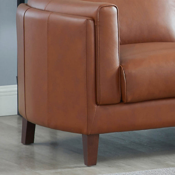 English Elm Maui Top-Grain Leather Loveseat Brown — Pocket Coil Comfort, Memory Foam, Kiln-Dried Frame Durable 65.5" B2705P211701