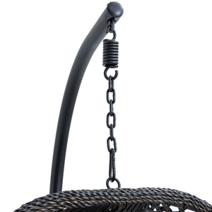 English Elm Egg Swing Chair Freestanding Woven Rattan Basket Seat with Cushion for Patio Bedroom W1512P494633