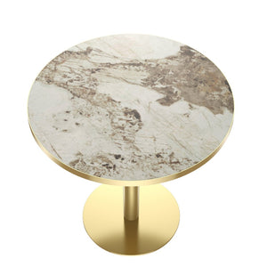 English Elm Round Modern Bistro Table 31.5" With Faux Marble Top, Easy Assembly, Sturdy Metal Base, Sleek Design W3316P346811-GIGA
