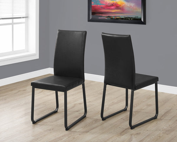 English Elm Dining Chair Set Of 2 – Contemporary Upholstered Side Chairs In Black Faux Leather With Metal Legs B2710P218822