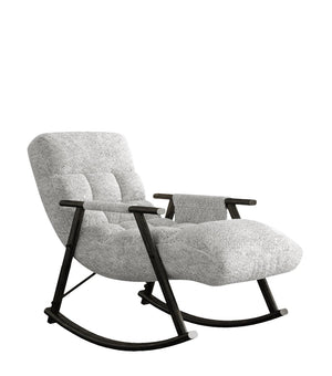 English Elm 42"l Folding Rocking Chair Iron Frame Cushioned High Back Adjustable Footrest Lounge Grey W1669P163321