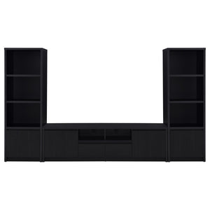 English Elm Sloat Matte Black Three Piece Entertainment Center with Media Towers for Large Tvs B062S01707