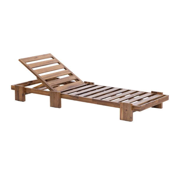 English Elm U_style Solid Acacia Wood Outdoor Lounge Set Adjustable Reclining Poolside Chairs with Headrest Navy Blue WY000483AAC