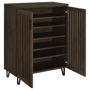 English Elm Clackamas Engineered Wood Shoe Cabinet with Hairpin Legs and Matte Gold Hardware Oak B062P440405