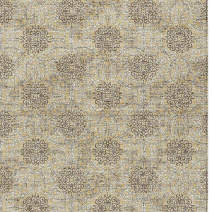 HomeRoots 5' Gold and Taupe Damask Washable Area Rug - Elegant Machine-Woven Design for Indoor and Outdoor Use 5' X 8' 623001