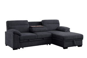 English Elm Kipriano Chenille Sleeper Sectional with Chaise Storage and Built-in Usb Charging B2749S00349