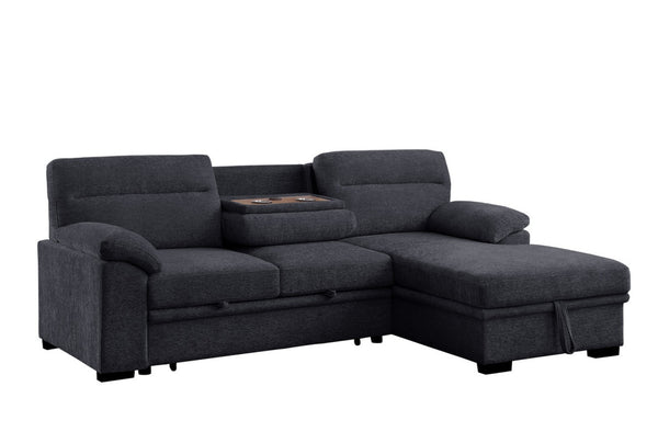 English Elm Kipriano Chenille Sleeper Sectional with Chaise Storage and Built-in Usb Charging B2749S00349